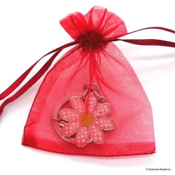 Vintage COACH Signature Pink Enamel Daisy Flower Keychain FOB Purse Charm-Rare - Picture 7 of 7